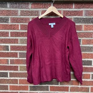 Nine West Burgundy V Neck Pullover Sweater
